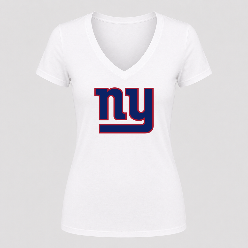 Women's New York Giants V Neck T-Shirt in white