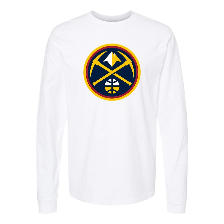 Men's Denver Nuggets Long sleeves Cotton Blend T-Shirt - White
