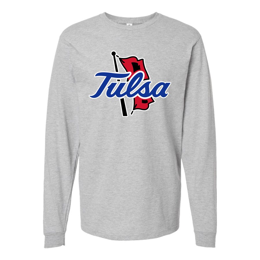 Men's Tulsa Golden Hurricane Logo Long sleeves Cotton Blend T-Shirt - Gray