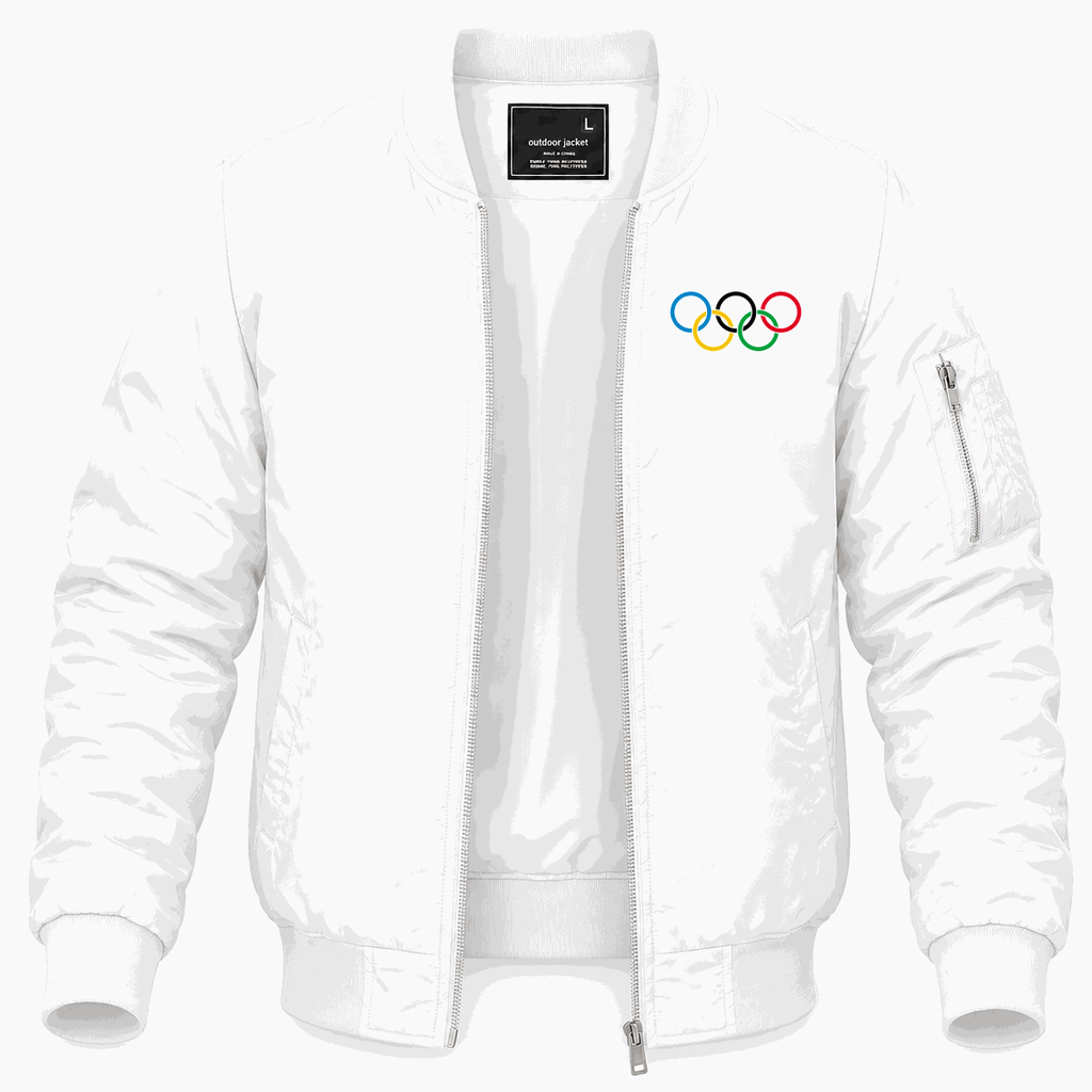 Men's Olympic Ring BK logo Lightweight Bomber Jacket - White