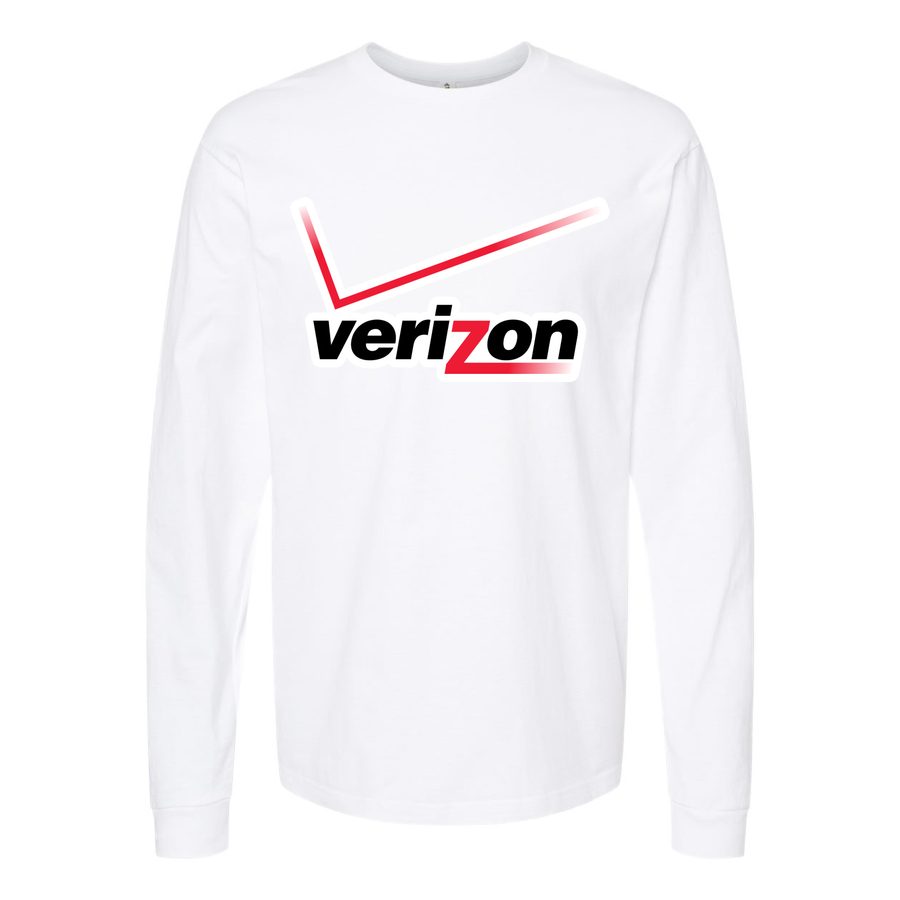 Men's Verizon Wireless Logo Long sleeves Cotton Blend T-Shirt - White