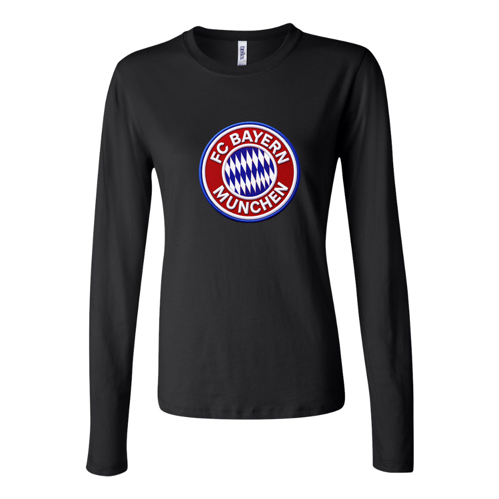 Women's FC Bayern Munich Soccer Embroidery Long Sleeve T-Shirt - Black