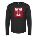 Men's Temple Owls Logo Long sleeves Cotton Blend T-Shirt - Black
