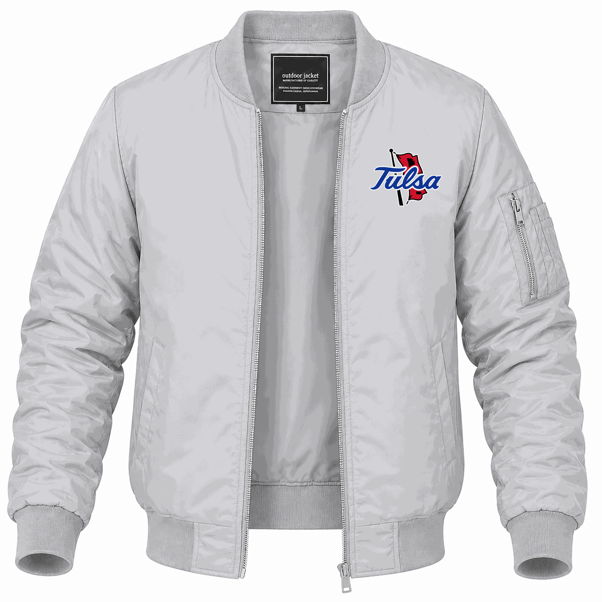 Men's Tulsa Golden Hurricane Logo Lightweight Bomber Jacket - Gray