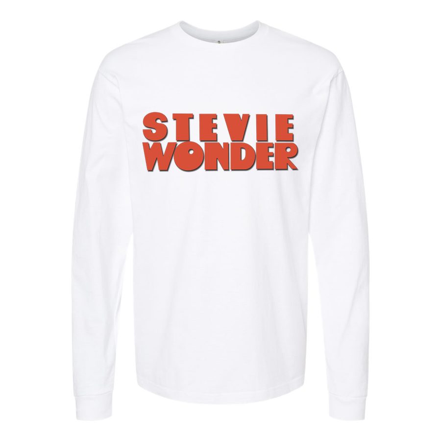 Men's Stevie-Wonder-Logo Long sleeves Cotton Blend T-Shirt - White