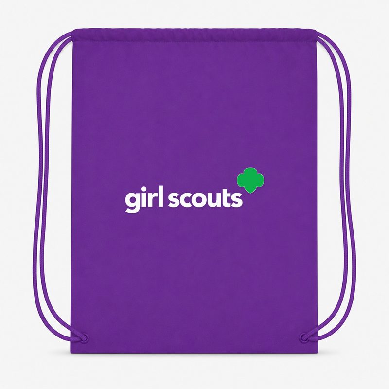 Girl Scouts White Drawstring Bag - Purple