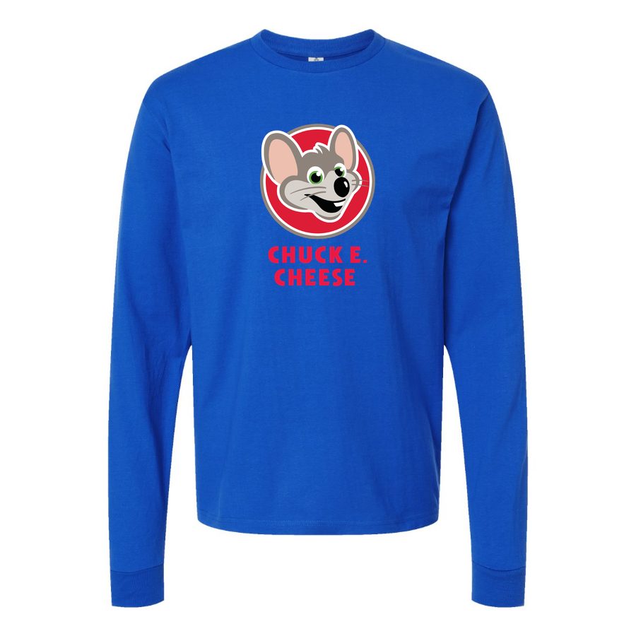 Men's Logo-Chuck-e.-Cheeses-1536x864 Long sleeves Cotton Blend T-Shirt - Blue