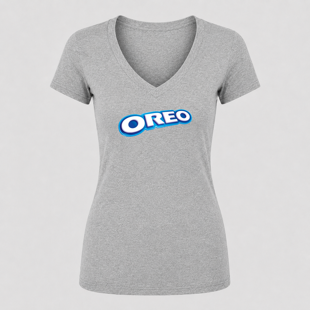 Women's Oreo V Neck T-Shirt in gray