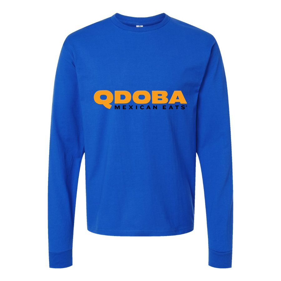 Men's Logo-Qdoba-1536x864 Long sleeves Cotton Blend T-Shirt - Blue