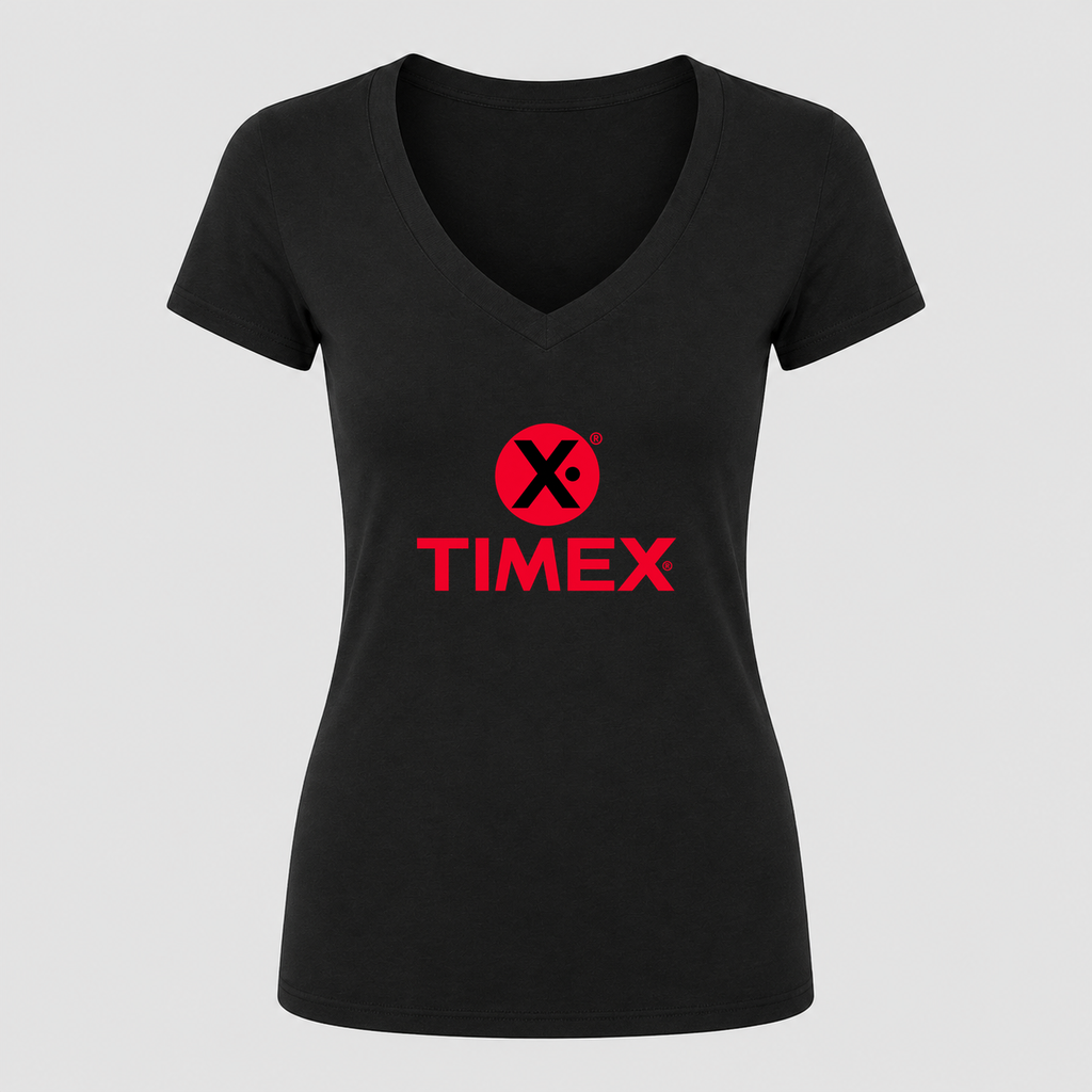 Women's Timex V Neck T-Shirt in black