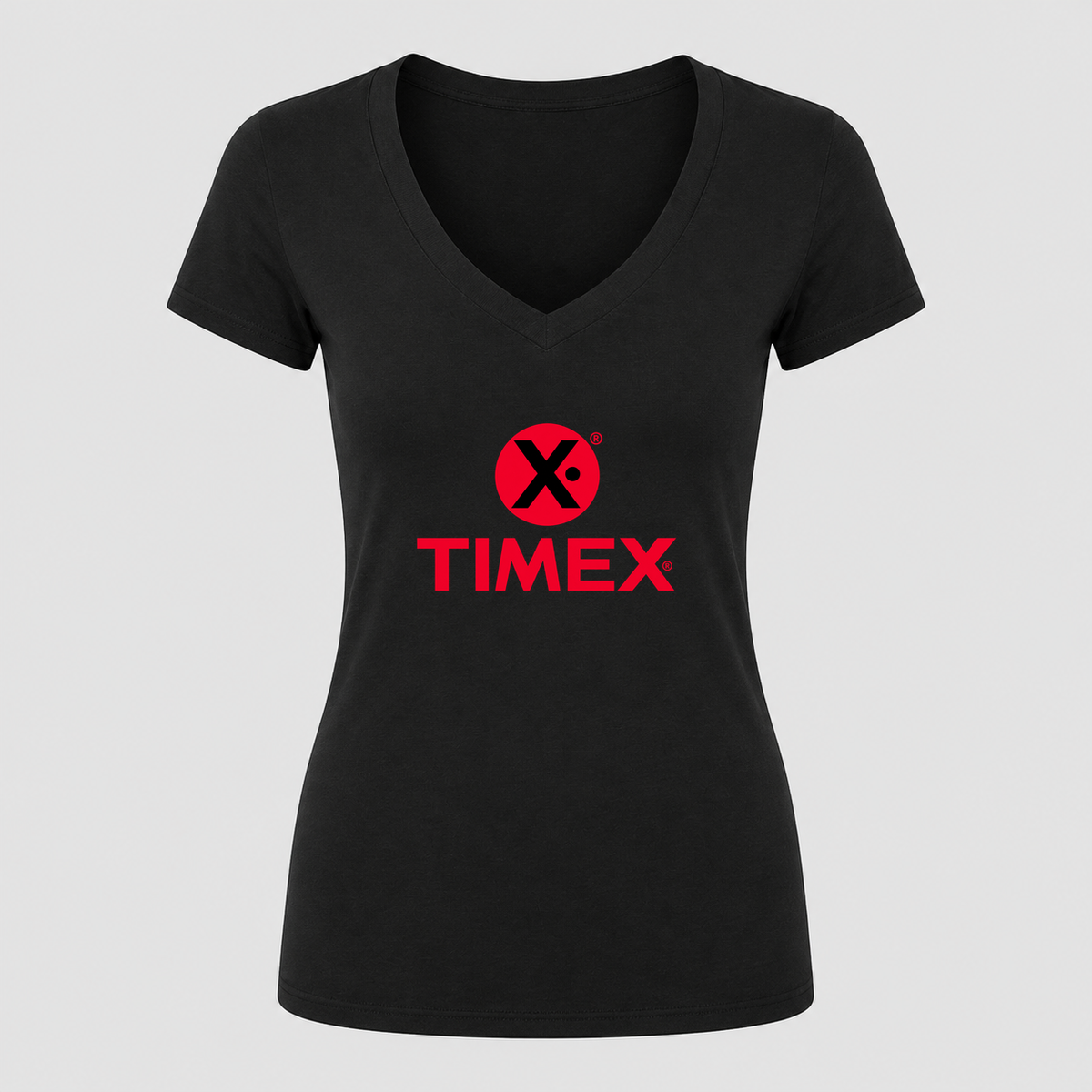 Women's Timex V Neck T-Shirt in black
