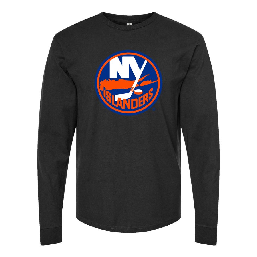 Men's New York Islanders Long sleeves Cotton Blend T-Shirt - Black