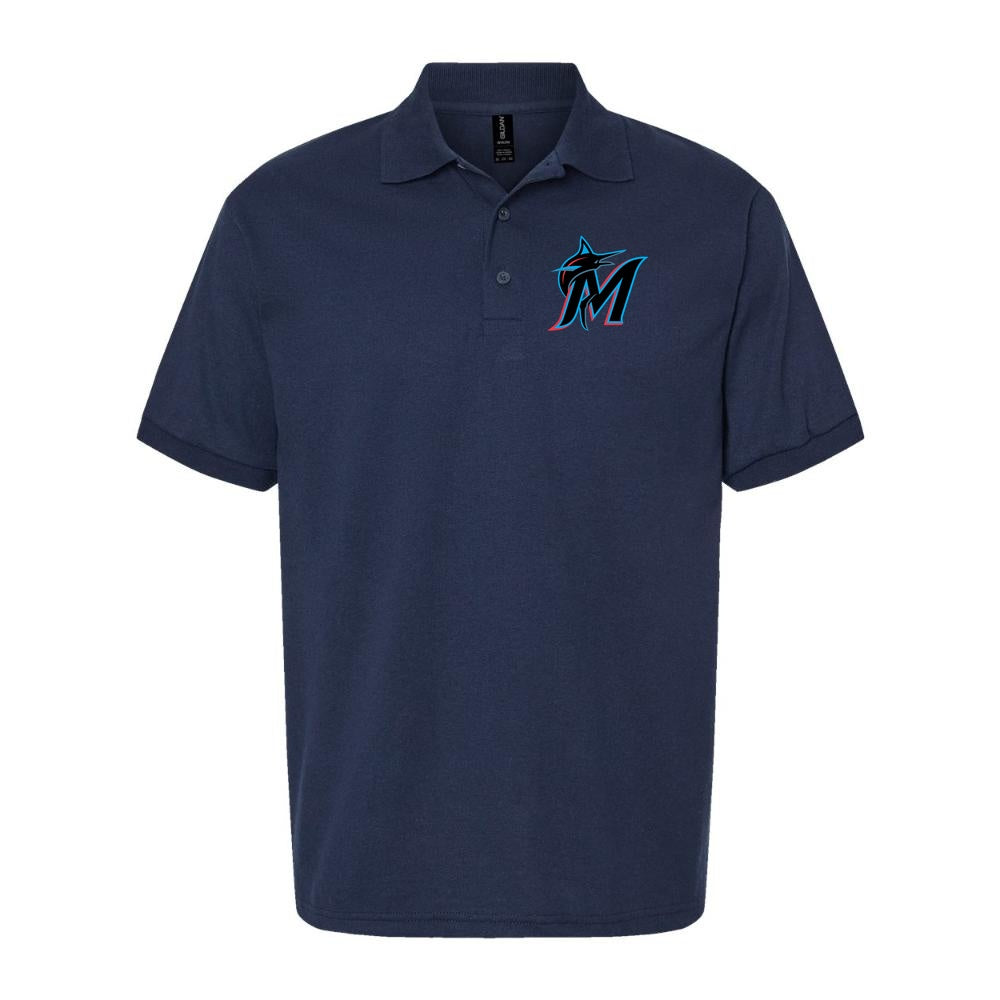 Men's Miami Marlins Dry Blend Polo - Navy