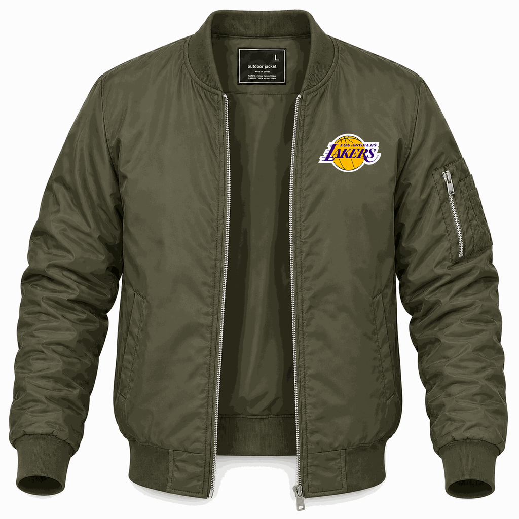 Men's Los Angeles Lakers Lightweight Bomber Jacket - Army Green