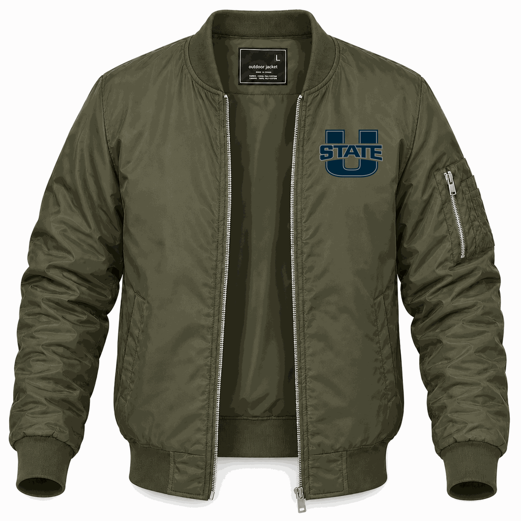 Men's Utah State Aggies Logo Lightweight Bomber Jacket - Army Green