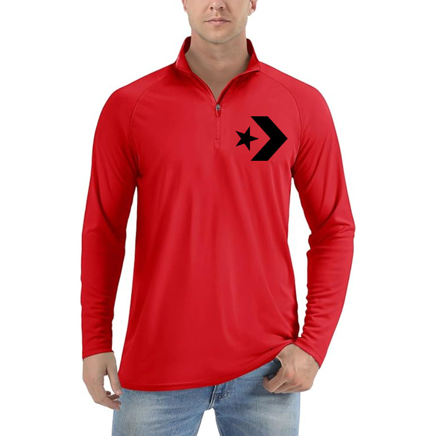Converse logo quarter-zip athletic shirt in Red