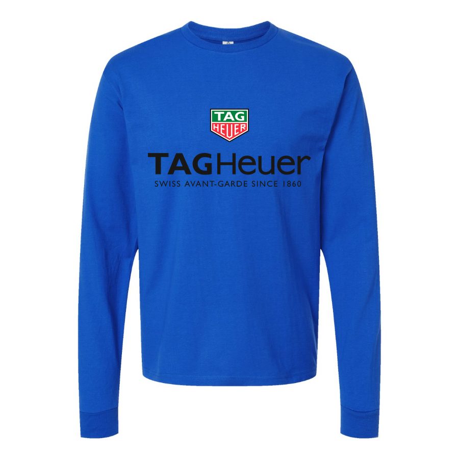 Men's TAG-Heuer-Logo Long sleeves Cotton Blend T-Shirt - Blue