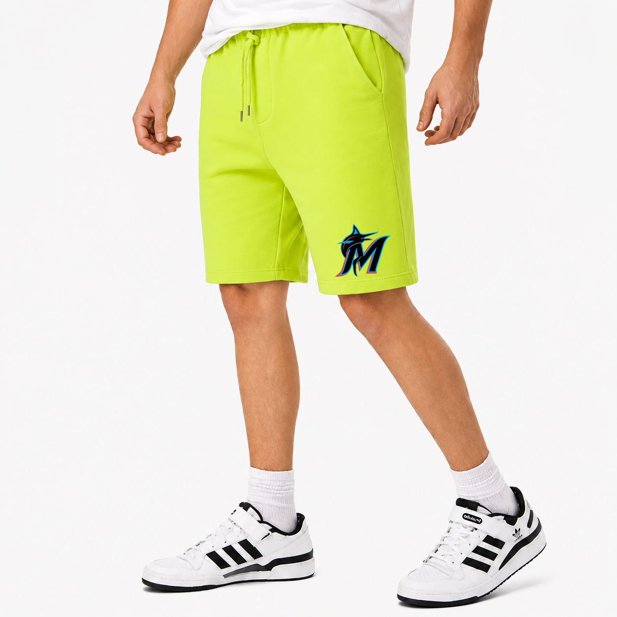 Men's Miami Marlins Cotton Shorts - Lime Green
