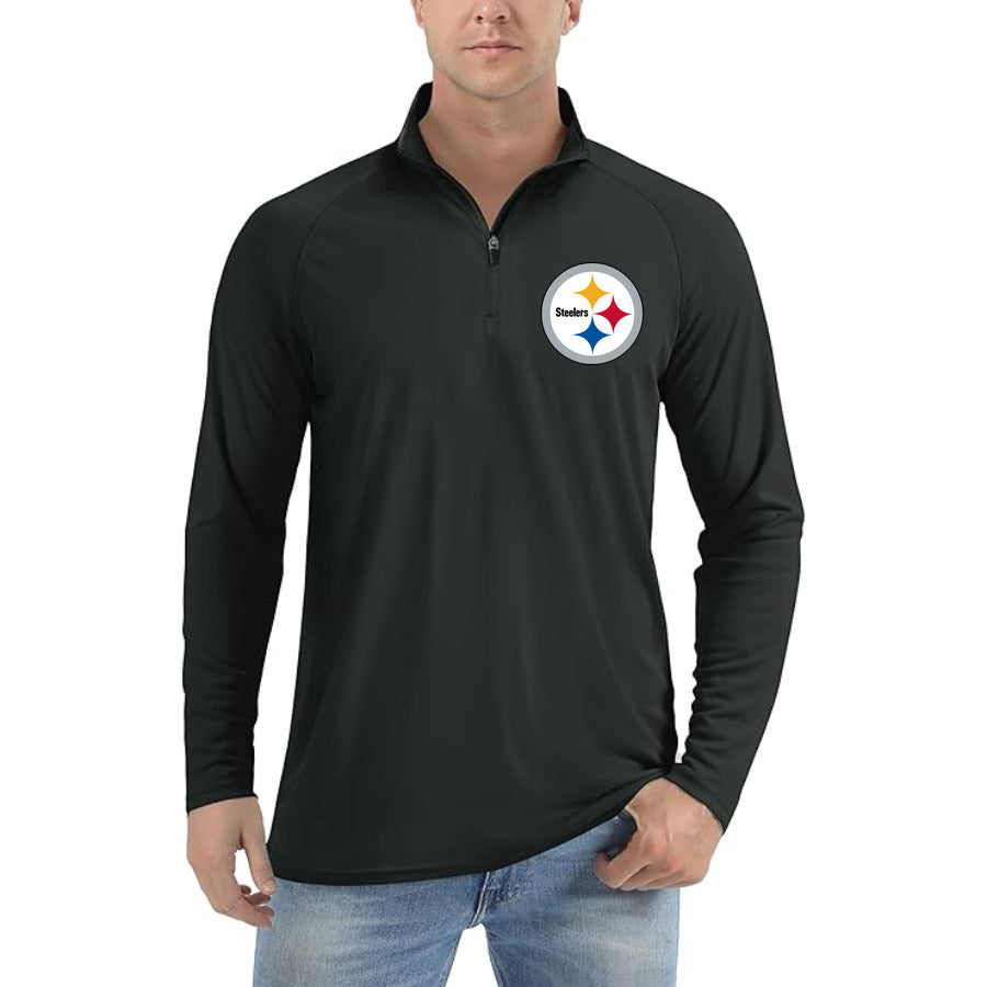 Pittsburgh Steelers quarter-zip athletic shirt in Black