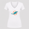 Women's Miami Dolphins V Neck T-Shirt in white