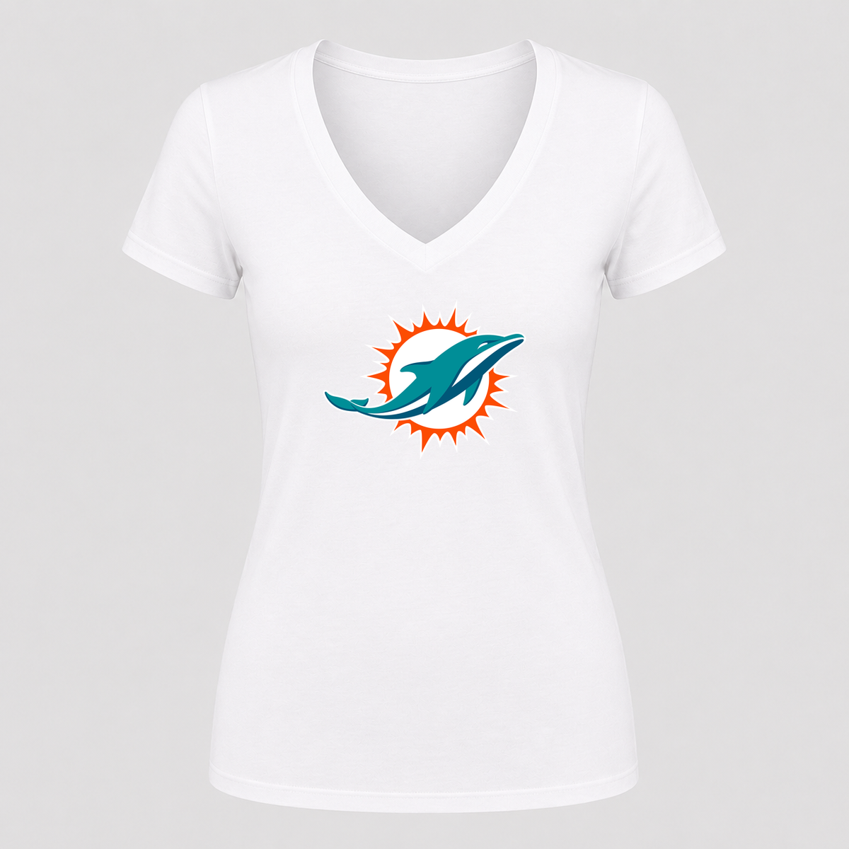 Women's Miami Dolphins V Neck T-Shirt in white