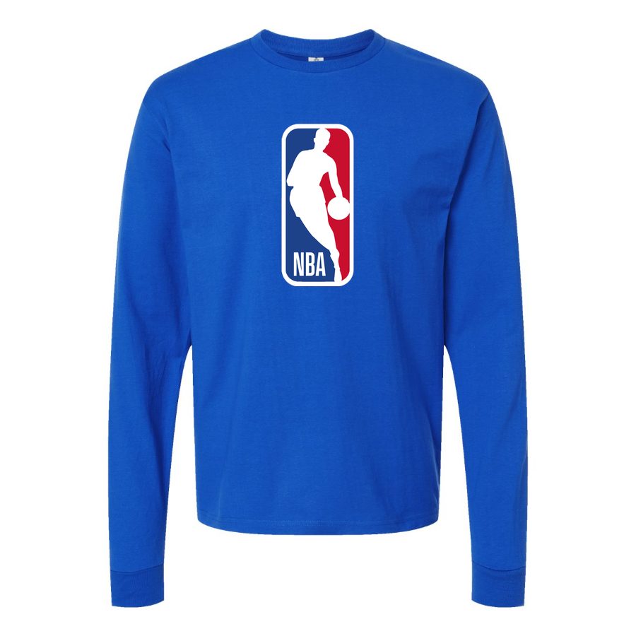Men's nba Long sleeves Cotton Blend T-Shirt - Blue
