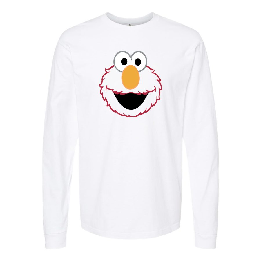 Men's Elmo Face2 Long sleeves Cotton Blend T-Shirt - White