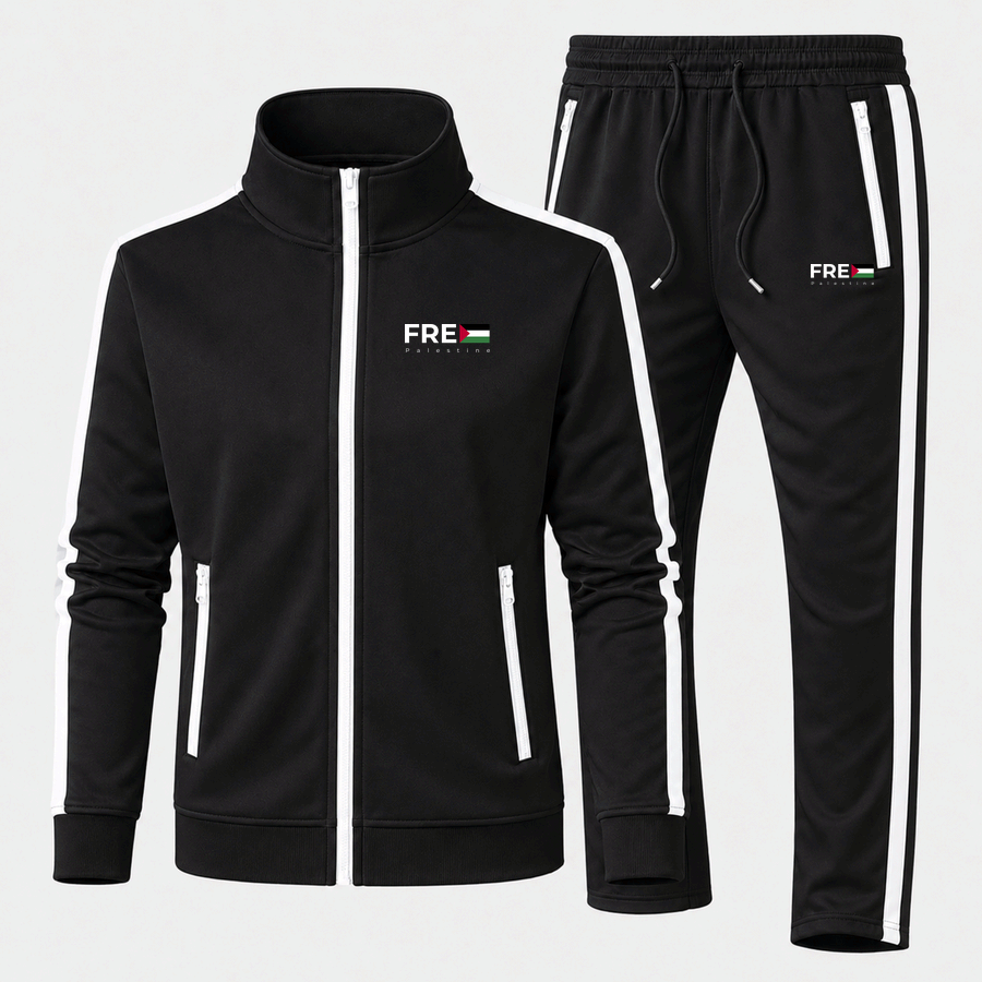Free Palestine white tracksuit in Black