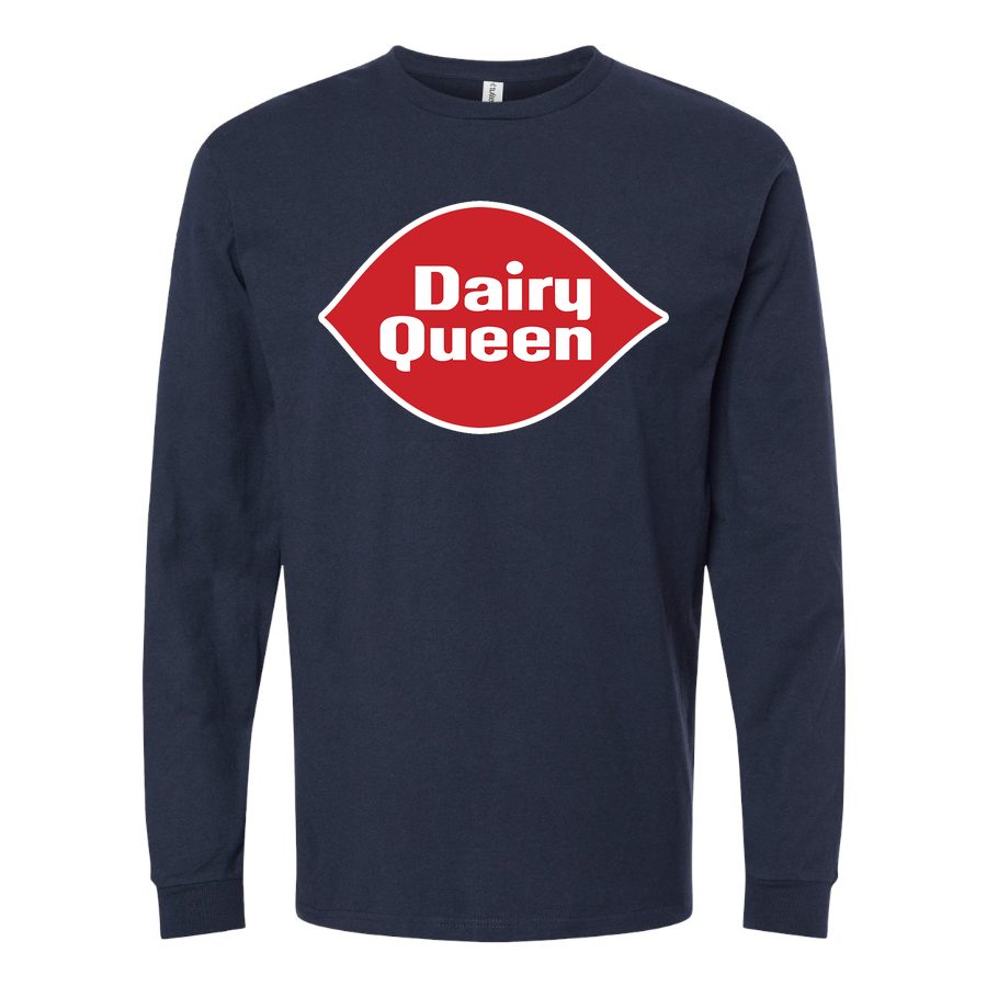 Men's dairy-queen-logo-png-transparent Long sleeves Cotton Blend T-Shirt - Navy