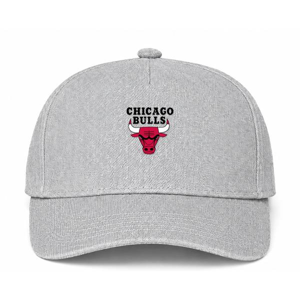Chicago Bulls Black Logo Gray Dad Baseball Cap Hat