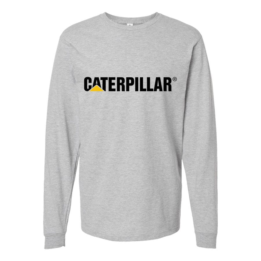 Men's Caterpillar-Logo Black Long sleeves Cotton Blend T-Shirt - Gray
