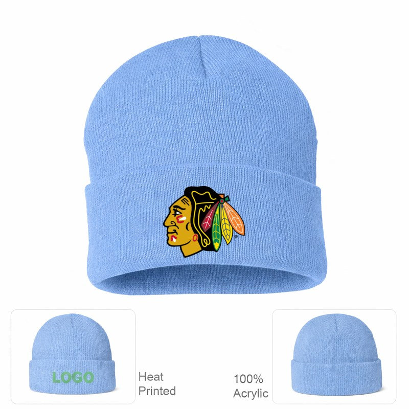 Chicago Blackhawks Sky Blue Beanie Hat