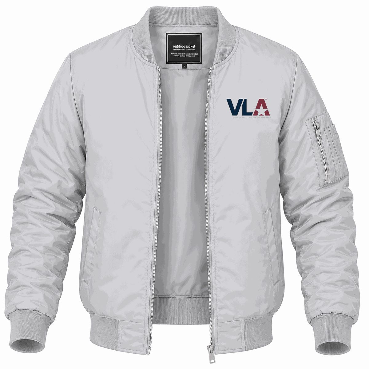 Men's American Volleyball League Logo Lightweight Bomber Jacket - Gray