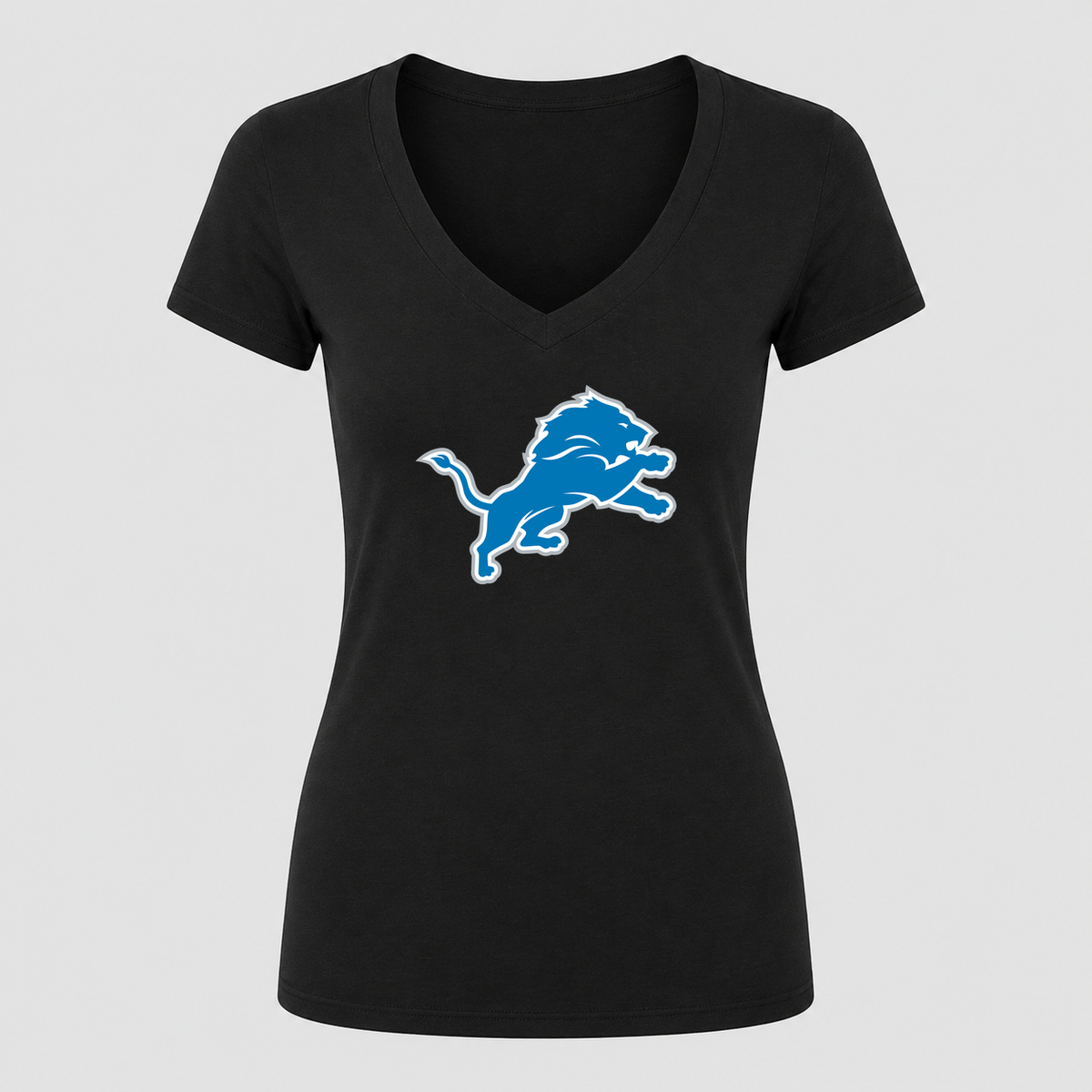 Women's Detroit Lions V Neck T-Shirt in black