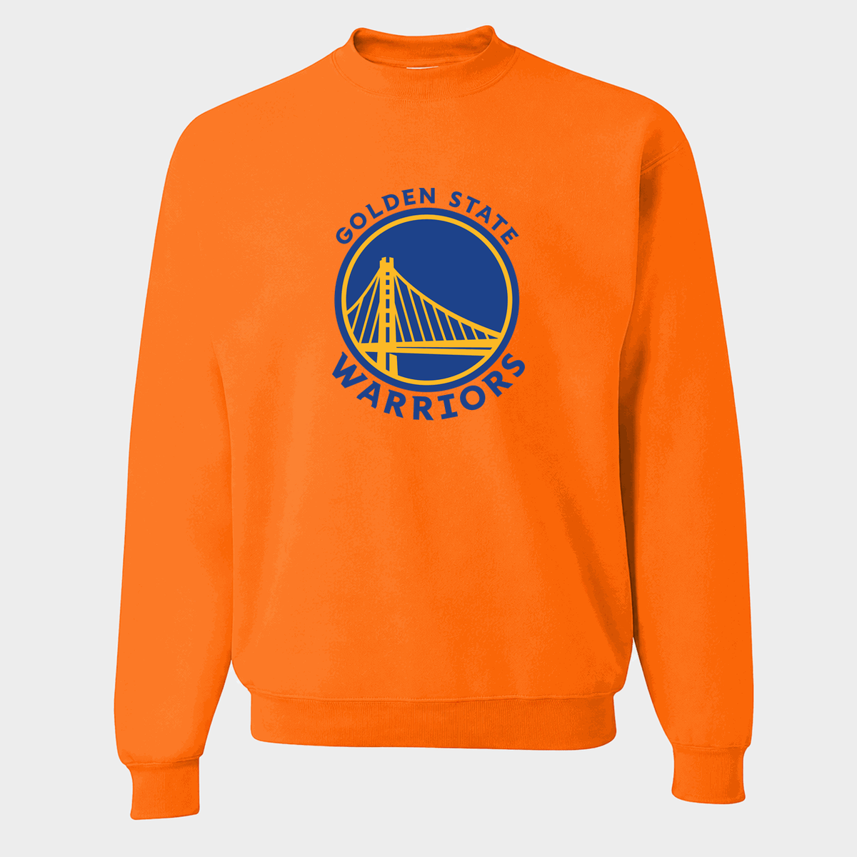 Men's Golden State Warriors Blue Logo Crewneck Sweatshirt - Orange
