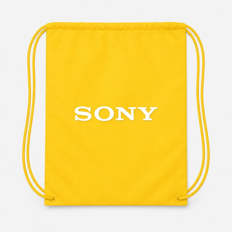 Sony White Drawstring Bag - Yellow