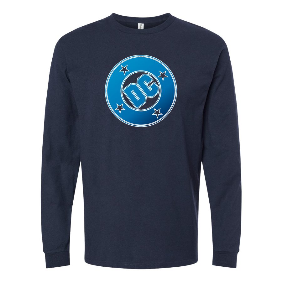 Men's DC-Comics-Logo Long sleeves Cotton Blend T-Shirt - Navy