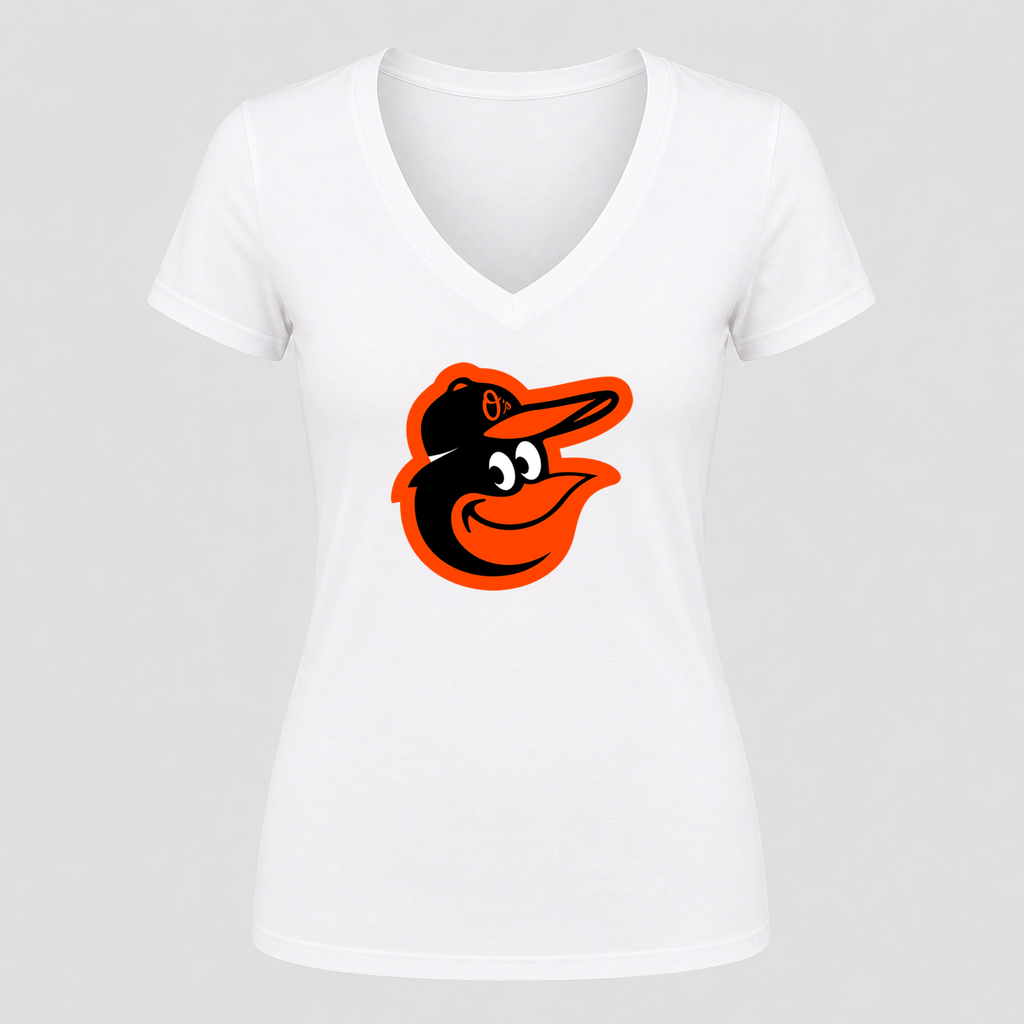 Women's Baltimore Orioles V Neck T-Shirt in white