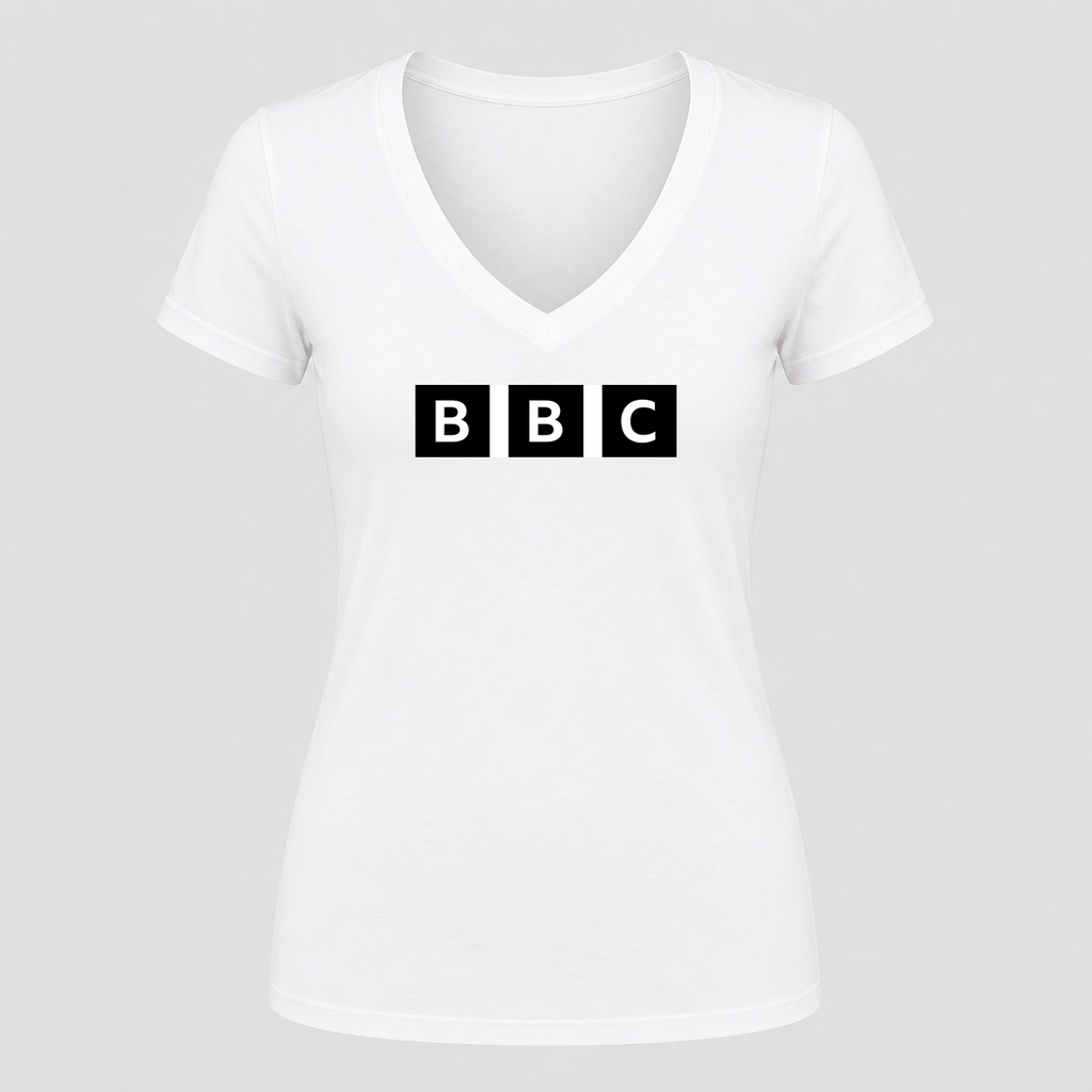 Women's BBC V Neck T-Shirt in white