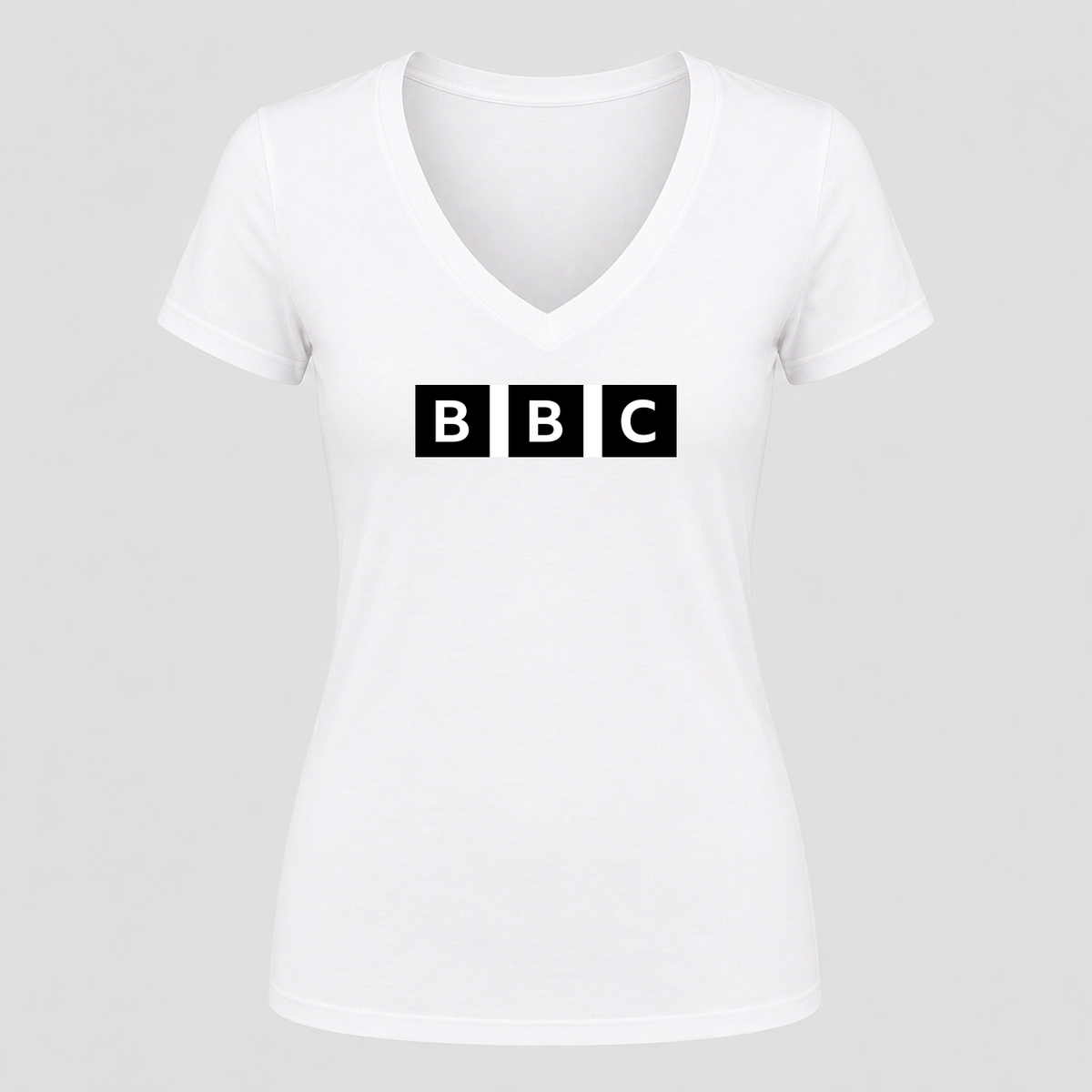 Women's BBC V Neck T-Shirt in white