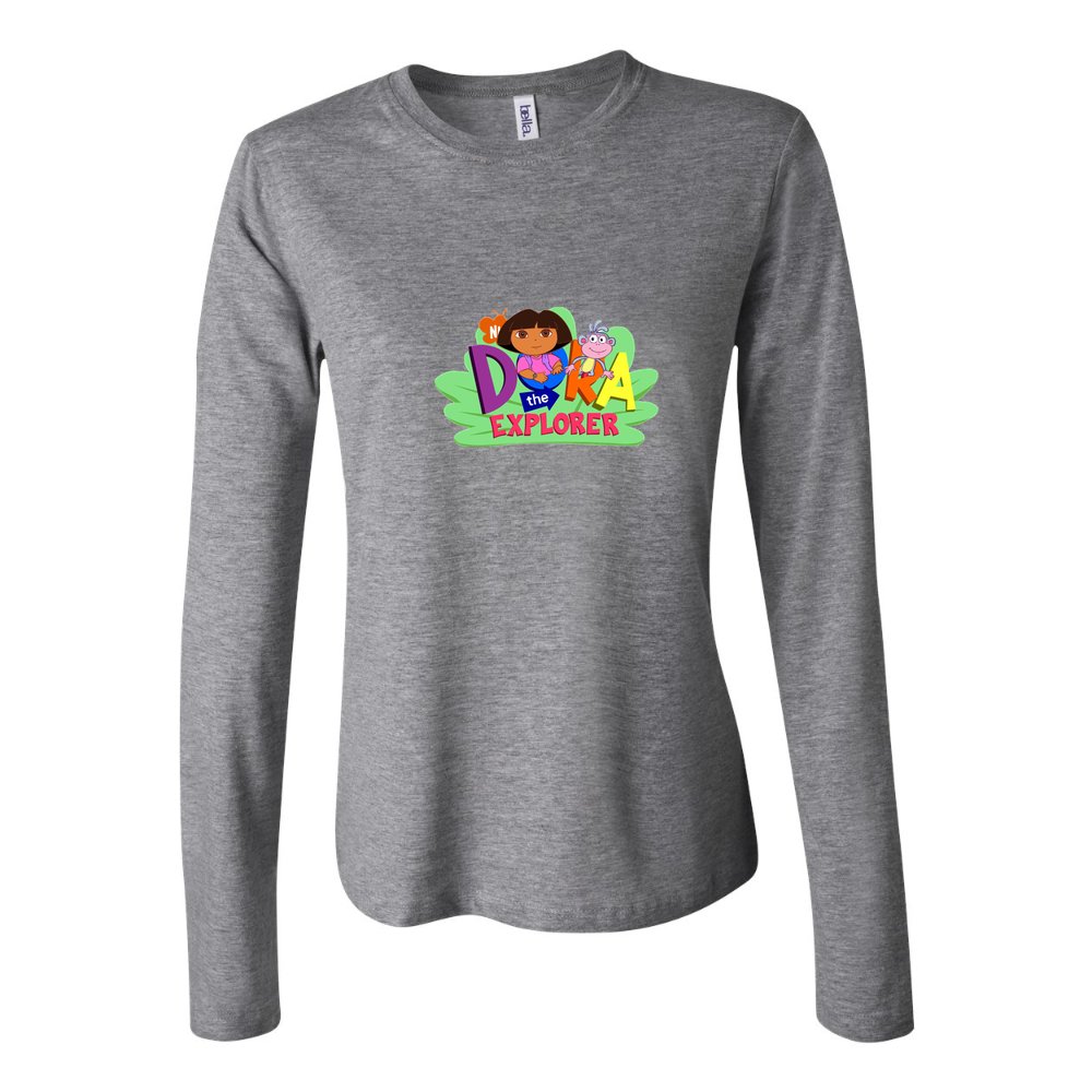 Women's Dora the Explorer Logo PNG 001 Long Sleeve T-Shirt - Gray