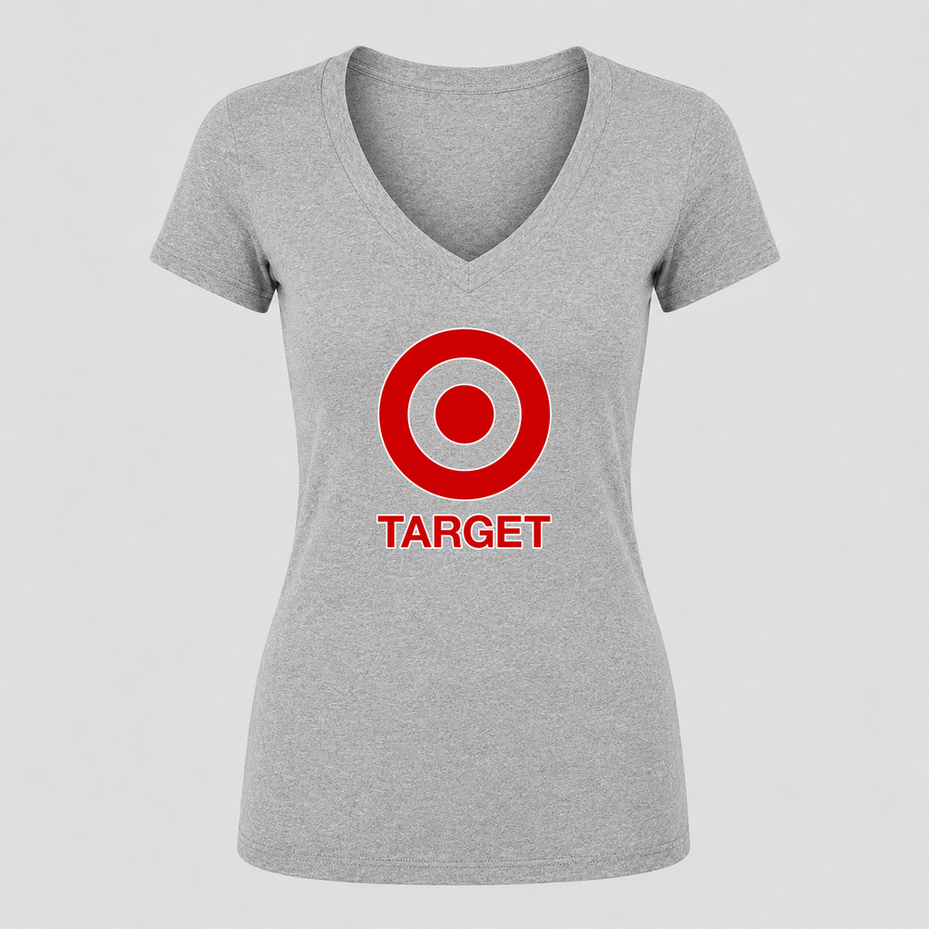 Women's Target V Neck T-Shirt in gray