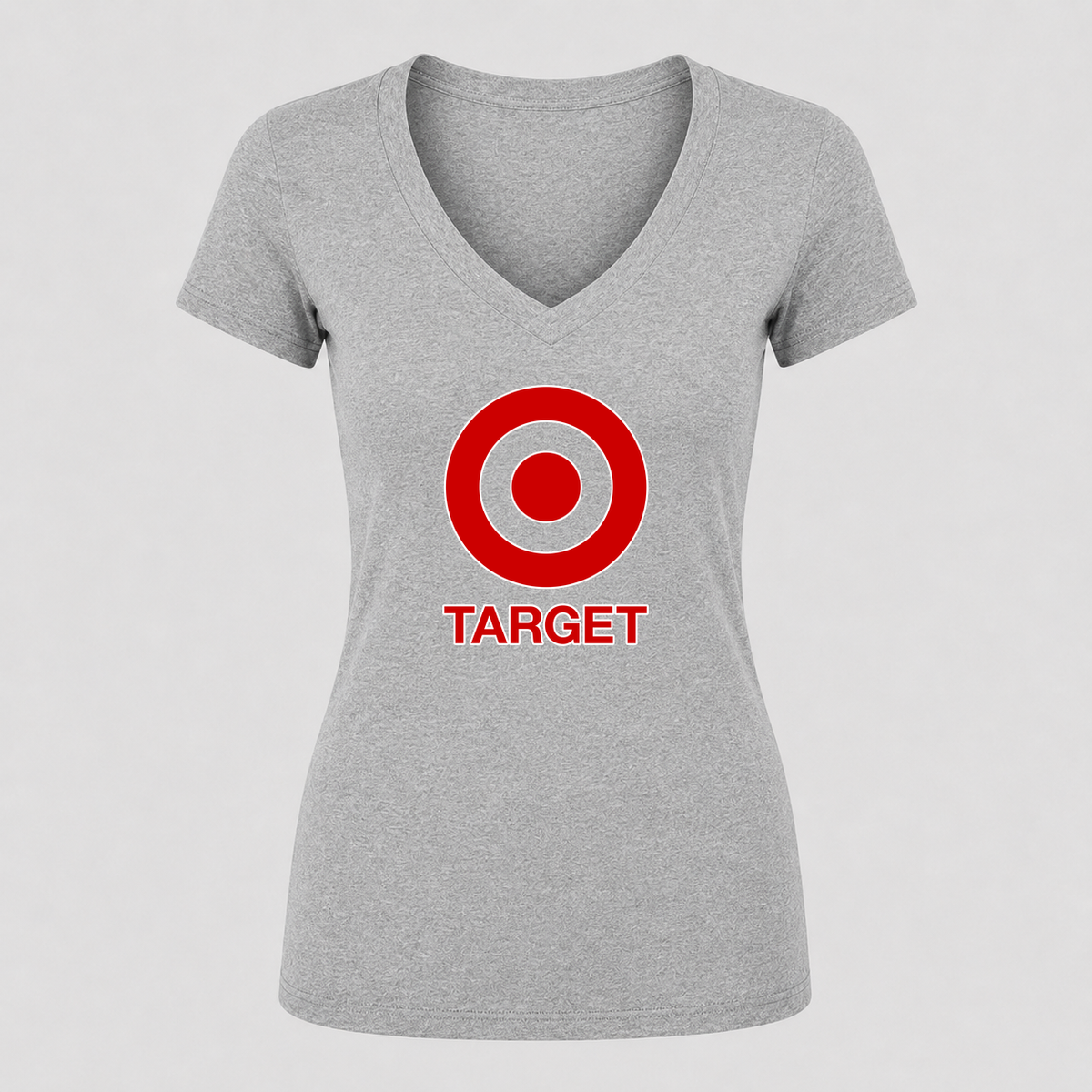 Women's Target V Neck T-Shirt in gray