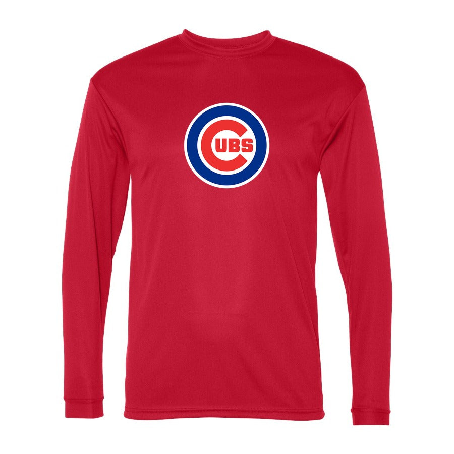 Men's Chicago Cubs Polyester Long Sleeve T-Shirt - Red