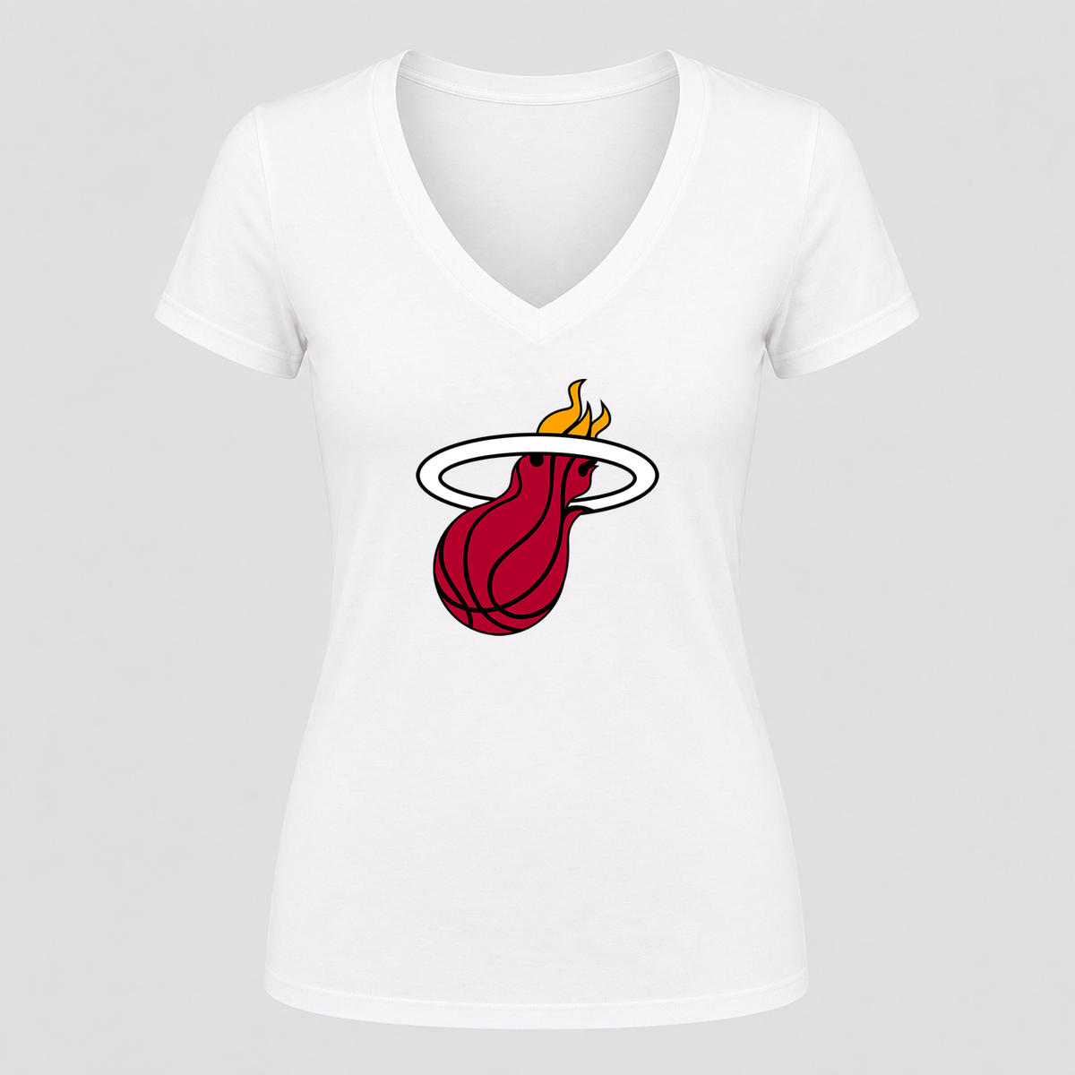 Women's Miami Heat V Neck T-Shirt in white
