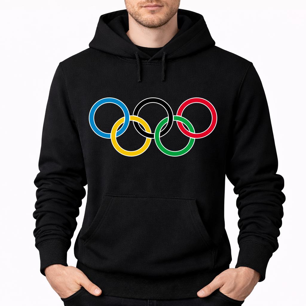 Men's Olympic Ring BK Pullover Hoodie - Black
