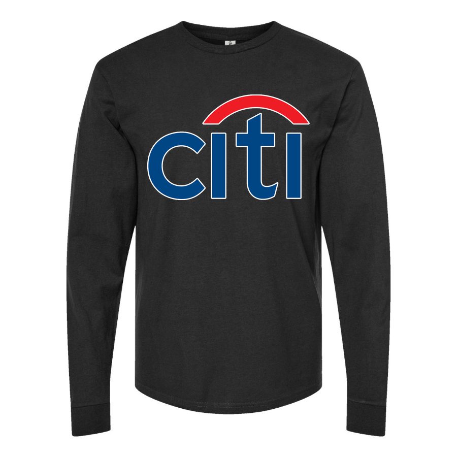 Men's citi bank Logo Long sleeves Cotton Blend T-Shirt - Black