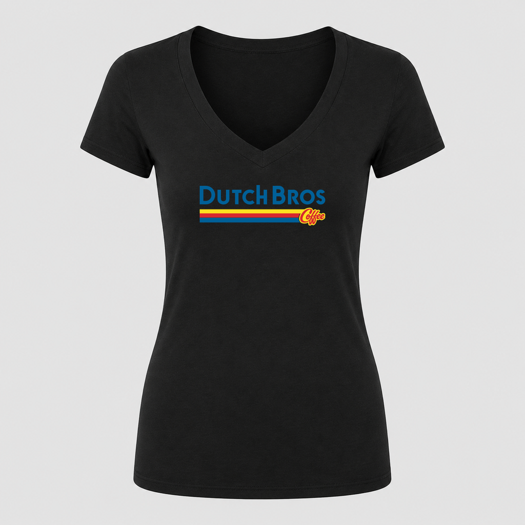 Women's Dutch Bros Coffee V Neck T-Shirt in black
