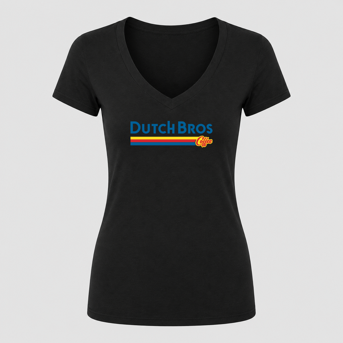 Women's Dutch Bros Coffee V Neck T-Shirt in black
