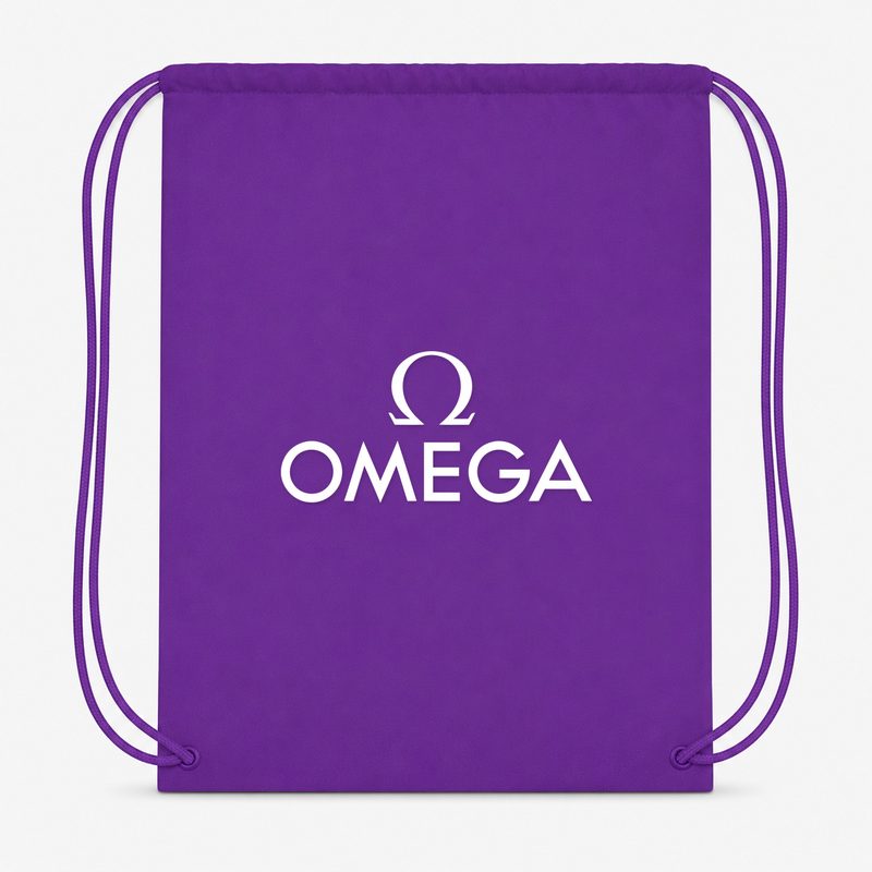 Omega White Drawstring Bag - Purple